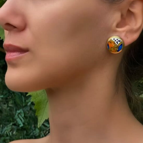 Cloisonńe Round Earrings
